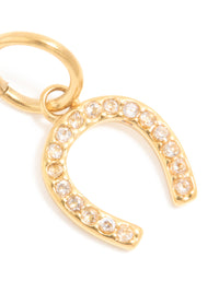 Waterproof Gold Plated Stainless Steel Cubic Zirconia Horse Shoe Charm - link has visual effect only