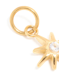 Waterproof Gold Plated Stainless Steel Cubic Zirconia Eight-Point Star Charm - link has visual effect only