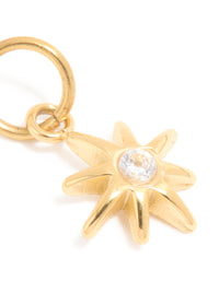 Waterproof Gold Plated Stainless Steel Cubic Zirconia Eight-Point Star Charm - link has visual effect only