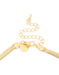 Waterproof Gold Plated Stainless Steel Flat Detail Chain Necklace - link has visual effect only