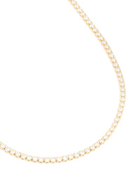 Waterproof Gold Plated Stainless Steel Cubic Zirconia Tennis Necklace - link has visual effect only