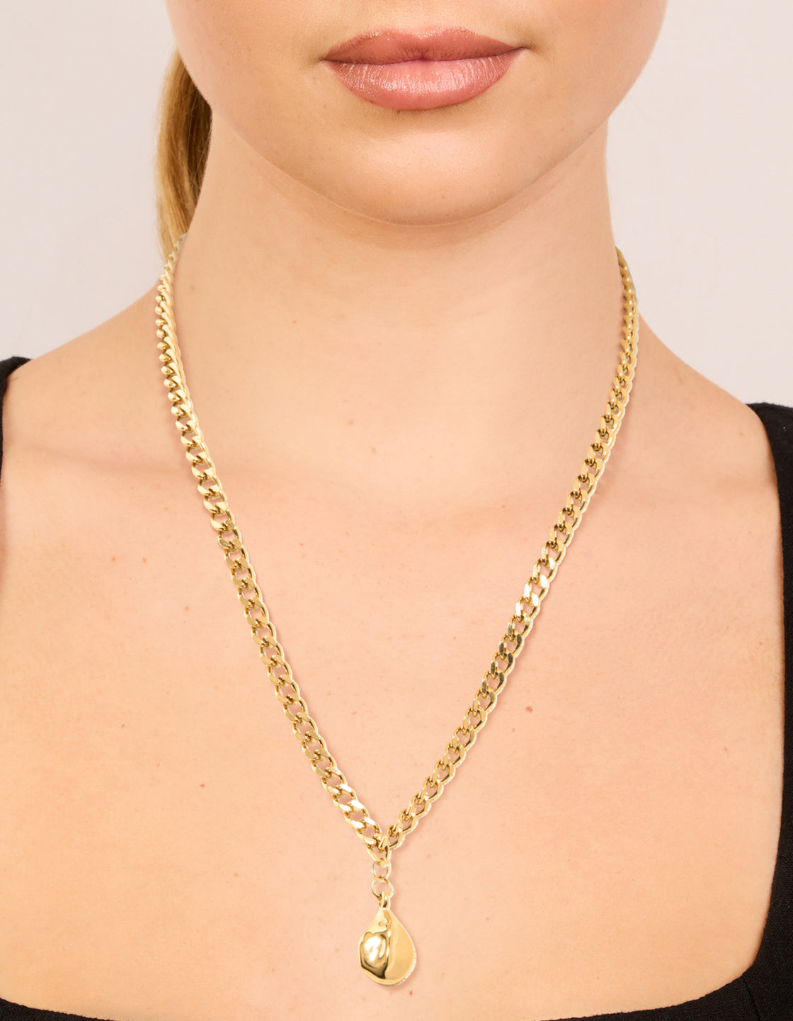 Waterproof Gold Plated Stainless Steel Organic Pendant Necklace