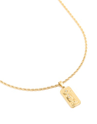 Waterproof Gold Plated Stainless Steel Flower Tab Necklace - link has visual effect only