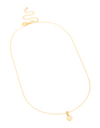 Featuring waterproof stainless steel diamante mini pavé heart pendant in gold plated finish front view - link has visual effect only