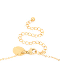 Crafted from waterproof gold plated stainless steel with diamante mini pavé heart pendant clasp close up view - link has visual effect only