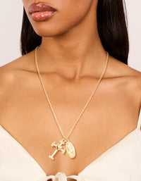Waterproof Gold Plated Stainless Steel Cross & Mary Pendant Necklace - link has visual effect only