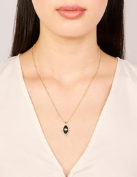 Waterproof Gold Plated Stainless Steel Black Tab Necklace - link has visual effect only