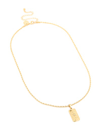 Waterproof Gold Plated Stainless Steel Cubic Zirconia Celestial Etched Tab Necklace - link has visual effect only