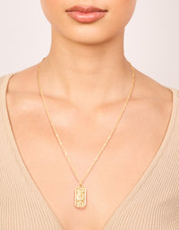 Waterproof Gold Plated Stainless Steel Evil Eye Tab Necklace - link has visual effect only