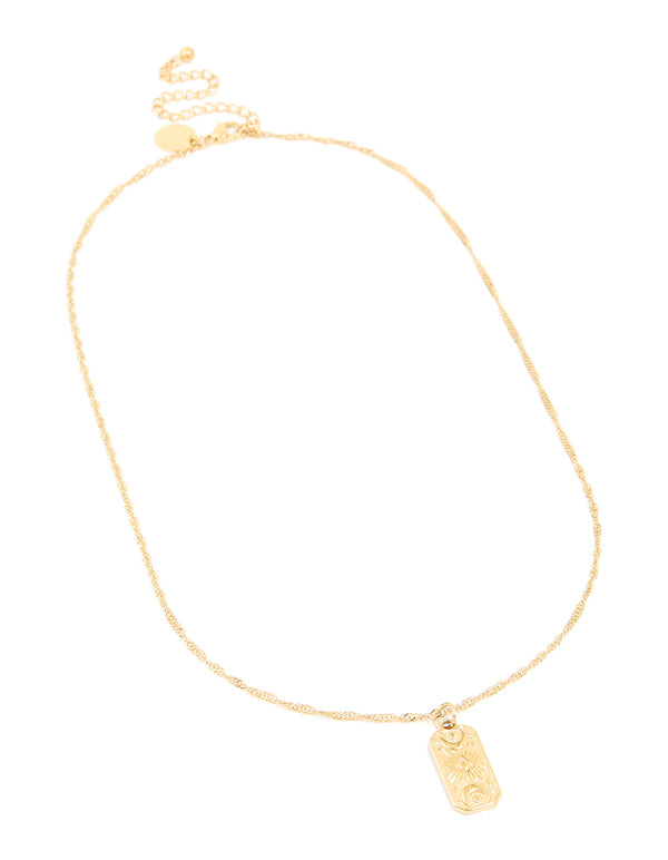 Waterproof Gold Plated Stainless Steel Evil Eye Tab Necklace