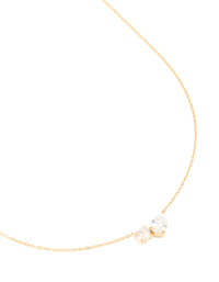 Waterproof Gold Plated Stainless Steel Cubic Zirconia Mixed Shape Pendant Necklace - link has visual effect only