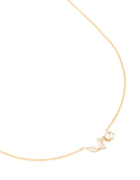 Waterproof Gold Plated Stainless Steel Mixed Shape Cubic Zirconia Trio Necklace - link has visual effect only