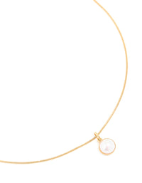 Waterproof Gold Plated Stainless Steel Freshwater Pearl Pendant Necklace - link has visual effect only
