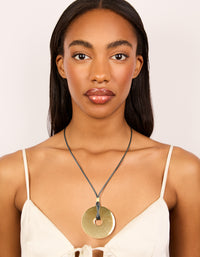 Waterproof Gold Plated Stainless Steel Circle Pendant Dainty Cord Necklace - link has visual effect only