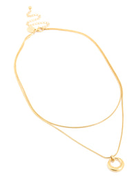 Waterproof Gold Plated Stainless Steel Snake Chain & Open Circle Pendant Layered Necklace - link has visual effect only
