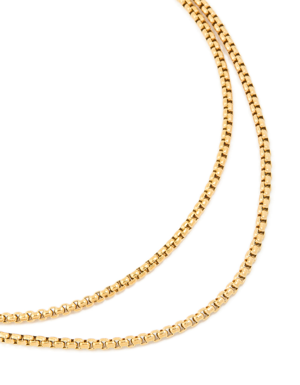 Waterproof Gold Plated Stainless Steel Double Box Chain Layered Necklace