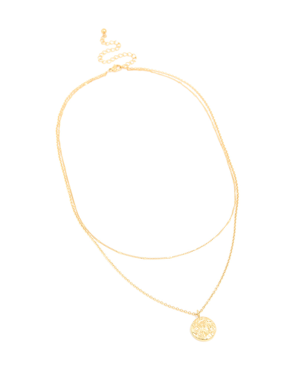 Waterproof Gold Plated Stainless Steel Fine Chain & Disc Pendant Layered Necklace