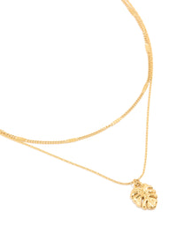 Waterproof Gold Plated Stainless Steel Chain & Leaf Layered Necklace - link has visual effect only