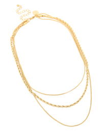 Waterproof Gold Plated Stainless Steel Mixed Chain Layered Necklace - link has visual effect only