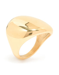 Waterproof Gold Plated Stainless Steel Smooth Pebble Ring - link has visual effect only