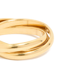 Waterproof Gold Plated Stainless Steel Locked Trio Band Layered Ring - link has visual effect only