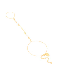 Waterproof Gold Plated Stainless Steel Diamante Fine Hand Chain - link has visual effect only