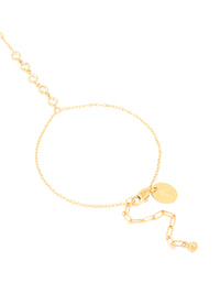 Waterproof Gold Plated Stainless Steel Diamante Fine Hand Chain - link has visual effect only