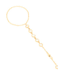 Waterproof Gold Plated Stainless Steel Diamante Fine Hand Chain - link has visual effect only