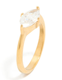 Waterproof Gold Plated Stainless Steel Cubic Zirconia Skinny Ring - link has visual effect only