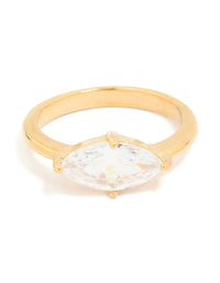 Waterproof Gold Plated Stainless Steel Cubic Zirconia Skinny Ring - link has visual effect only