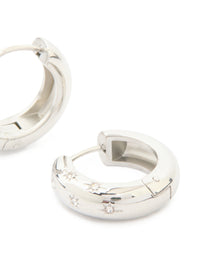 Waterproof Stainless Steel Cubic Zirconia Star Hanging Hoop Earrings - link has visual effect only