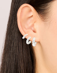 Waterproof Stainless Steel Multi-Sized Hoop Earrings 3-Pack - link has visual effect only