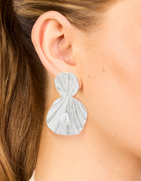 Waterproof Stainless Steel Double Textured Drop Earrings - link has visual effect only