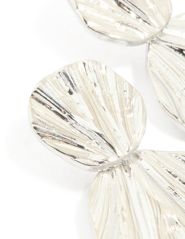 Waterproof Stainless Steel Double Textured Drop Earrings