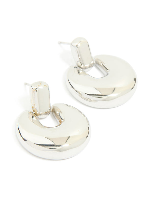 Waterproof Stainless Steel Round Doorknocker Earrings
