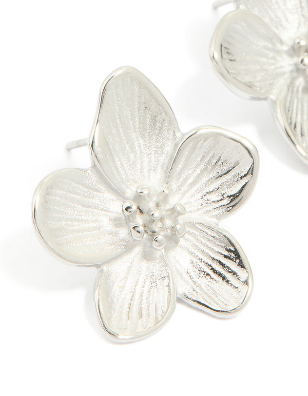 Waterproof Stainless Steel Mini Textured Flower Earrings
