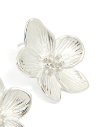 Waterproof Stainless Steel Mini Textured Flower Earrings - link has visual effect only