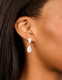 Waterproof Stainless Steel Pear Double Drop Earrings - link has visual effect only