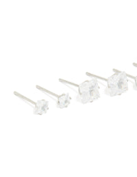 Waterproof Stainless Steel Cubic Zirconia Square Stud Earrings 3-Pack - link has visual effect only