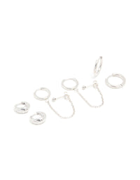 Waterproof Stainless Steel Chain & Huggie Earrings 3-Pack - link has visual effect only