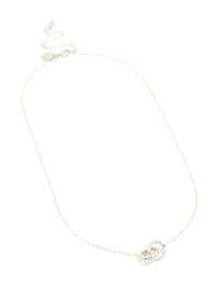 Waterproof Stainless Steel Textured Linked Circles Pendant Necklace - link has visual effect only