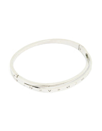 Waterproof Stainless Steel Diamante Roman Numeral Hinge Bangle - link has visual effect only