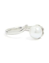 Waterproof Stainless Steel Pearl Open Wrap Around Ring - link has visual effect only