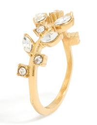 Waterproof Gold Plated Stainless Steel Cubic Zirconia Vine Wrap Ring - link has visual effect only