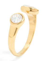 Waterproof Gold Plated Stainless Steel Oval & Round Cubic Zirconia Open Ring - link has visual effect only