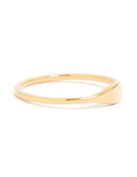 Waterproof Gold Plated Stainless Steel Dainty Signet Ring - link has visual effect only