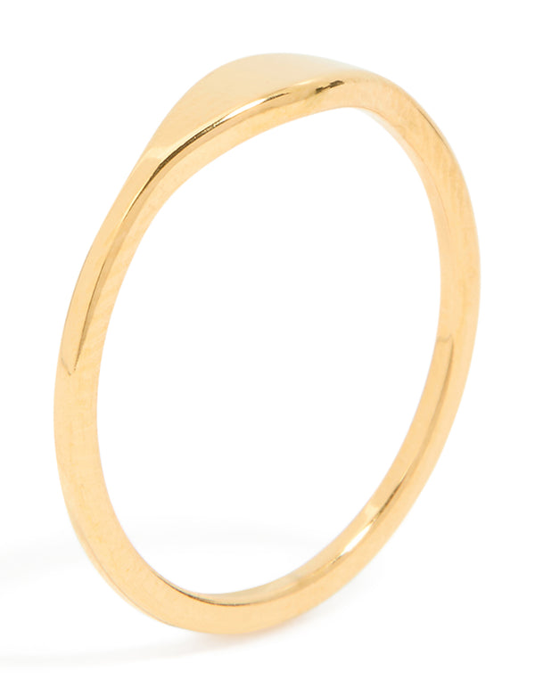 Waterproof Gold Plated Stainless Steel Dainty Signet Ring