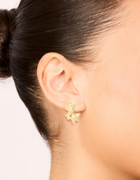 Waterproof Gold Plated Stainless Steel Sea Urchin Hoop Earrings - link has visual effect only