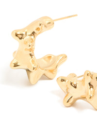 Waterproof Gold Plated Stainless Steel Sea Urchin Hoop Earrings - link has visual effect only