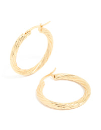 Waterproof Gold Plated Stainless Steel Large Twisted Hoop Earrings - link has visual effect only